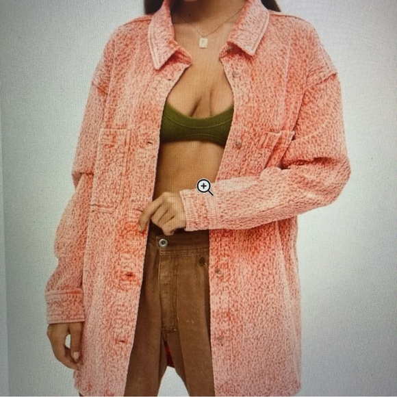 BDG Jackets & Blazers - BDG Outfitters Serena Womens Corduroy Faded Shirt Jacket in Coral S-P